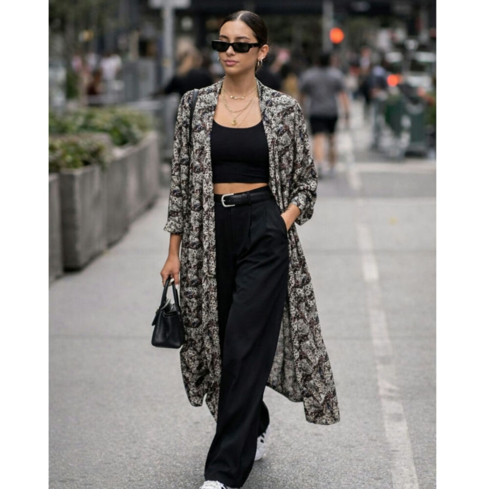 Retreat Rhon Da Shear Duster Cardigan Women's  M Butterfly Pockets Boho Casual